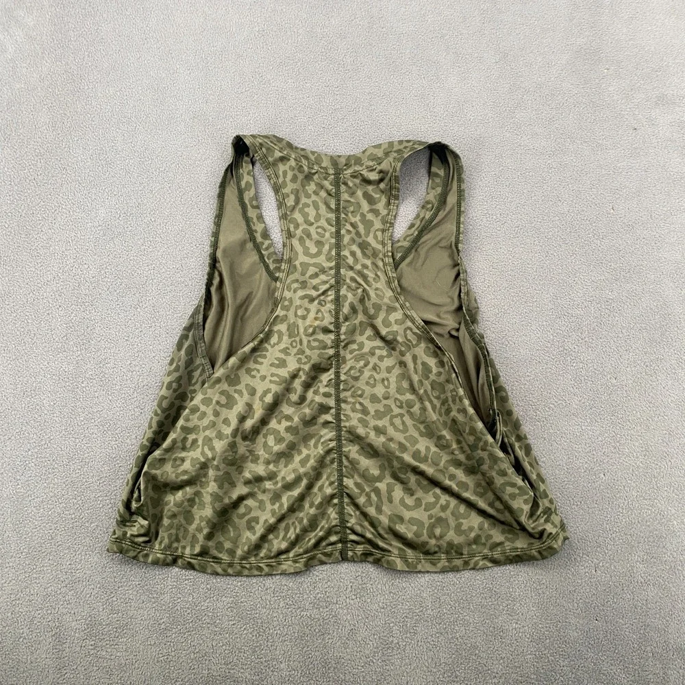 Nike Crop Top Womens XL Green Stretch Animal Print Scoop Neck Racerback Workout
